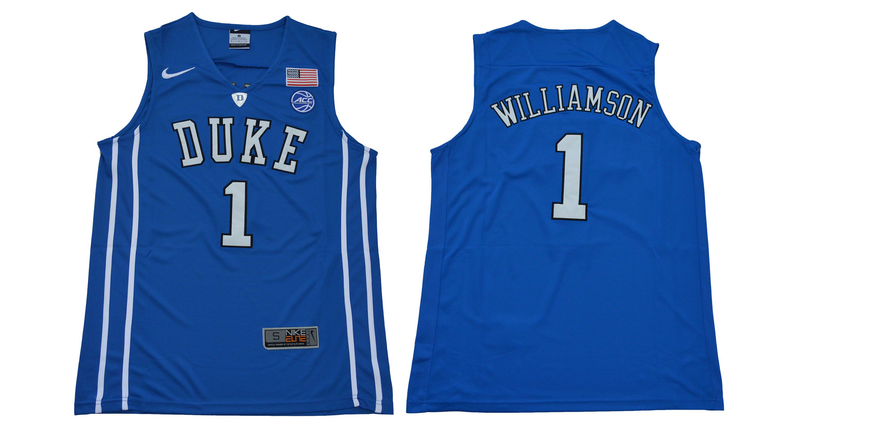 Men Duke Blue Devils 1 Williamson Blue NBA NCAA Jerseys
